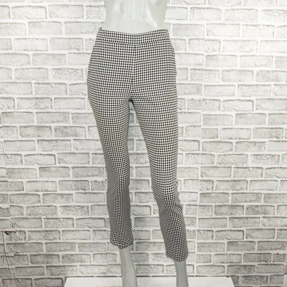 Sezane Women's Clara Trouser pants in Houndtooth Ecru Black Size 34 24w